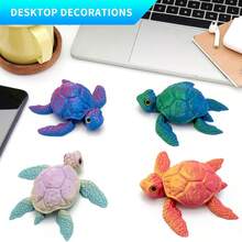 1/2 Pcs 3D Printed Sea Turtle Model Set - Tortoise Statue With Joint Mobility, Home Office Decor, Stress Relief, Executive Desk Animals, Festival Gifts