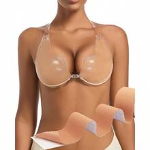Invisible Lift Bra Sticky Strapless Backless Strapless Bra Push Up Sticky Adhesive Breast Lift Silicone Bras - C - 查看 2