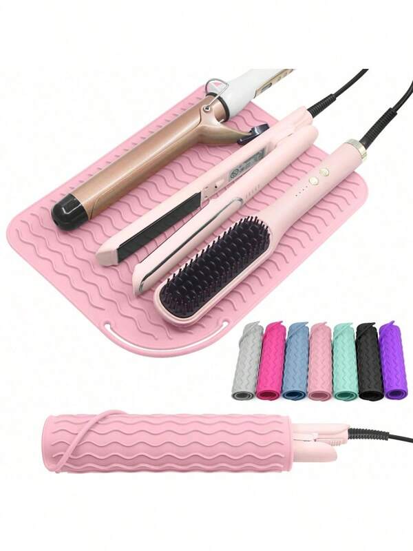 1PC Heat Resistant Silicone Mat, Portable Travel Hot Tool Pad Sleeve For Curling Iron, Straightener And Other Styling Tools, Brush Holder, Makeup Brush Holder, Vanity Accessories, Hair Tools, Room Decor, Makeup Organizer, Organization And Storage, Halloween, Dorm Essentials, Travel Essentials, Container, Makeup Accessories, Hot Iron Mat, Beauty Tool Organizer, Hair Styling Mat, Cosmetic Storage, Travel Beauty Essentials, Heat Proof Pad, Styling Tool Protector, Vanity Tray, Makeup Brush Stand, Hair Curler Mat