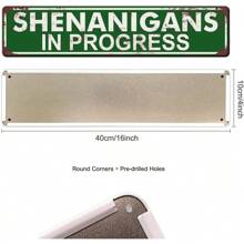1pc, Street Sign Metal Sign, Shenanigans In Progress Wall Decor Poster Tin Painting For Home, Office, Bedroom, Outdoor, Cafe, Bar