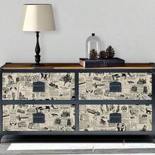 1 Cuộn Giấy Dán Tường Báo Cũ, Giấy Dán Tường Trang Trí Phòng, Miếng Dán Tường Trang Trí Nhà Bếp, Giấy Dán Tường Bóc Và Dán, Chống Thấm Nước Và Dầu Dễ Dán, Trang Trí Tự Làm Cho Phòng Ngủ, Phòng Khách, Quán Cà Phê, Văn Phòng, Miếng Dán Tường Vinyl, 393,7*17,71 inch - Lạc đà - Xem 3