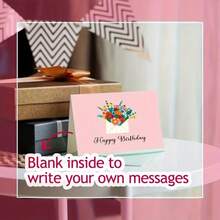 20张生日快乐贺卡套装，含信封和贴纸，DIY组合，创意祝福留言卡，学校用品，返校 - 彩色 - 查看 4