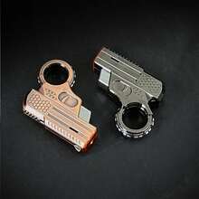 Torch Lighter, Windproof Jet Red Flame Lighter Refillable Butane Gas, Portable Windproof Jet Torch Lighter Adjustable Flame Butane Lighter For Candle Kitchen, Outdoor BBO, Indoor (Without Butane Gas) - Black - View 7