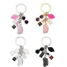 New Enamel Craft Kiss Lipstick, Glasses, Bag Versatile Design Keychain Pendant - 1-Vàng + Hồng - Xem 1