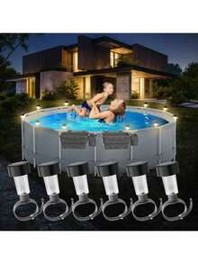 6pcs Outdoor Solar Powered Pool Lights, LED Fence Lights, Waterproof Lights With Dusk To Dawn Auto On/Off Switch, For Swimming Pool Fence, Garden, Pathway, Porch Decor - Multicolor - View 5