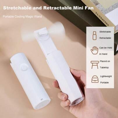 Handlicher Mini-Ventilator, tragbarer USB-betriebener, faltbarer und ausziehbarer Taschenventilator mit 1200mAh, geeignet für Frauen, Reisen, Outdoor-Nutzung