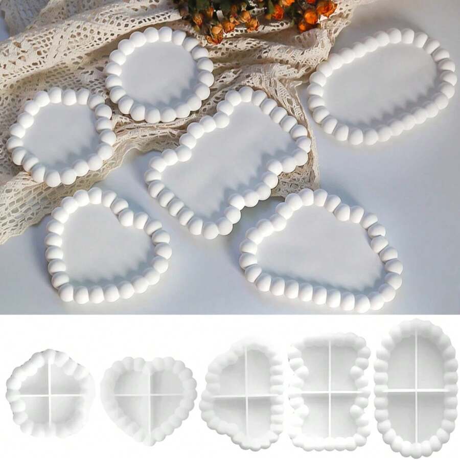Bubble Storage Tray Silicone Mold DIY Resin Plaster Cement Gift Casting Mould Round Flower Cloud Heart Shape Coaster Home Decor