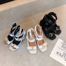 Small Open Toe Hollow High Heel Short Boots Women Summer Breathable Boots Belt Buckle Sandals Thick Heel Sandals Women's Shoes