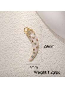 1 pieza Colgante lujoso en forma de sol, pentágono, escudo, luna y corazón, chapado en cobre, con diseño geométrico e incrustado de circonita cúbica, accesorio de joyería DIY, regalo para hombres y mujeres