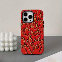 Funda para teléfono (1 unidad) con diseño de llama apasionada, película protectora dos en uno. Resistente y amortiguadora de golpes. Compatible con los modelos 16, 15, 14, 13, 12, 11, Plus, Pro, Birthday Friends y FLEHYMSHK. - Colores mixtos 1 - Ver 2