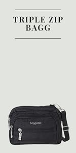 IMGCUKVZERETAILLLC Baggallini Triple Zip Small Crossbody Bag For Women - 8x6 Lightweight Convertible Fanny Pack Belt Bag - 寬肩帶 - 查看 3