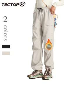 TECTOP Pantalones acolchados para mujer para deportes de invierno al aire libre, resistentes al agua y al viento, a prueba de arañazos, para montañismo y senderismo, con dos bolsillos grandes, forro polar y ajustables