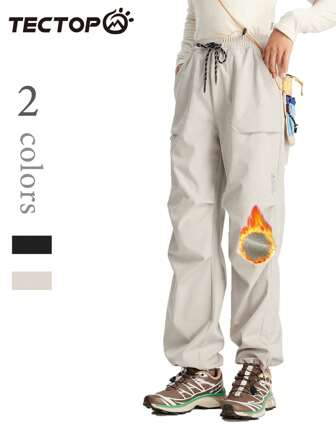 TECTOP Women's Outdoor Thermal Lined Pants, Scratch-Resistant And Durable, Suitable For Hiking, Adjustable Leg, Dual Large Pockets, Random Pattern/Logo Delivery