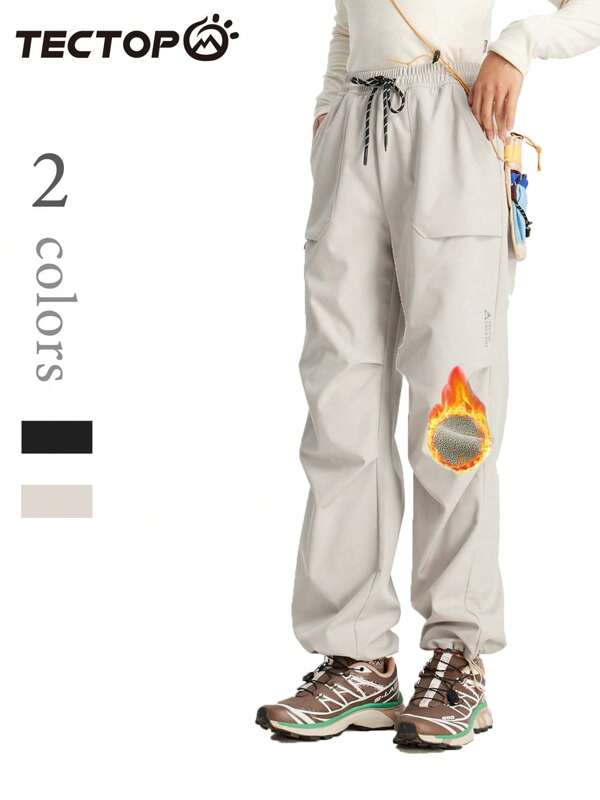 TECTOP Pantalones acolchados para mujer para deportes de invierno al aire libre, resistentes al agua y al viento, a prueba de arañazos, para montañismo y senderismo, con dos bolsillos grandes, forro polar y ajustables
