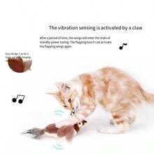 Jouets pour chats Oiseau battant des ailes (sans vol) Jouet interactif pour chaton avec activation tactile rechargeable par USB. Jouets d'exercice pour chat et petit chien. Jouet interactif pour chat en forme d'oiseau réaliste