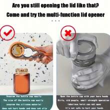 1pc Jar Opener Bottle Opener, Can Opener For Weak Hands, Mutil Jar Opener Get Lids Off Easily Manual Bottle CapRemover For Home Kitchen Use Non-Slip Grip, Convenient For People With Less Strength To Use, Labor-Saving, Kitchen Tools, Can Opener Tools - trái cam - Xem 8