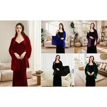 Women's Velvet Shawl And Wrap Wedding Bridal Bridesmaid Outwear Evening Party Prom Dress Accessories Scarf - Màu xanh lá cây đậm - Xem 7