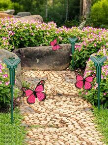 1/2/3/4pcs Solar Flying Butterfly Moving Fluttering Butterfly Decoration Decorative Waterproof Garden Post Centerpiece Suitable For Outdoor Decoration Of Home Yard Path Garden Landscape