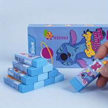 Caja de 10 gomas de borrar con diseño del personaje Stitch de Disney, portátiles, inodoras, duraderas y fáciles de limpiar, útiles escolares | Gomas de borrar de goma natural | Herramienta de limpieza eficiente
