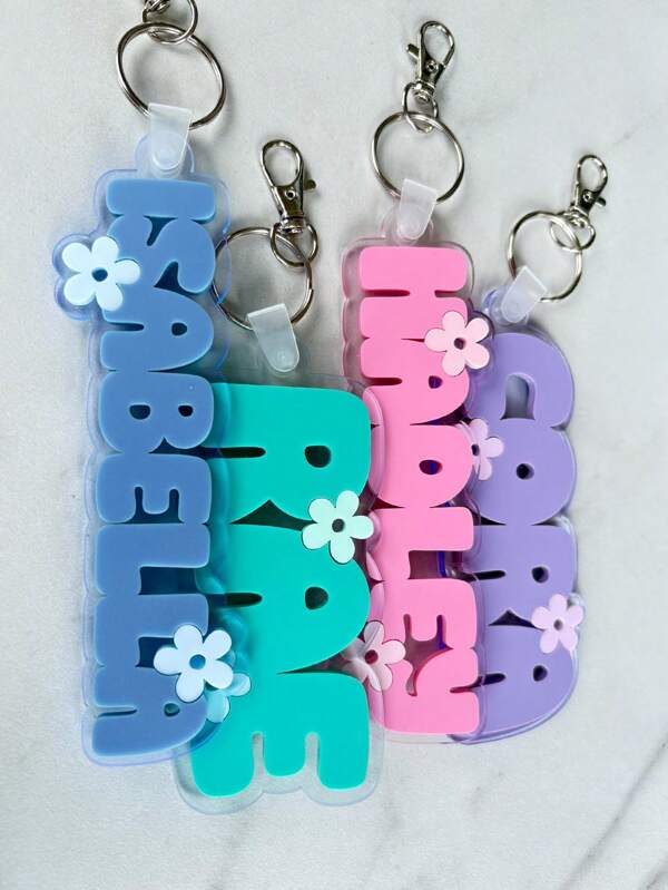 Flower Backpack Tag, Name Charm, School Nametag, Lunch Bag Tag, Girls Backpack Name Tag, Halloween & Christmas Diaper Bag Tag,Easy Comfort,Birthday Gift