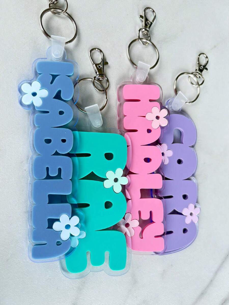 花朵背包挂牌，姓名吊坠，学校姓名牌，午餐包挂牌，女孩背包姓名牌，万圣节和圣诞节尿布包挂牌，舒适百搭，生日礼物