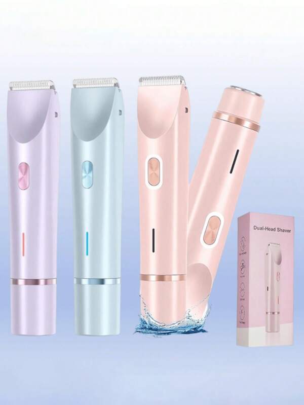 Barbeador Elétrico Feminino 2-em-1, Design de Lâmina de Cerâmica é Seguro e Afiado, Remove Rapidamente os Pelos do Corpo em Múltiplas Áreas, Design À Prova d'Água Molhado e Seco, Motor Potente Proporciona uma Remoção Suave dos Pelos, Ferramenta Essencial para a Virilha Feminina