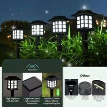 24/12 Piece Set Of Solar Outdoor Lights, Solar Garden Decorative Lights, And LED Solar Lights With IP43 Waterproof Function For Outdoor Use. It Charges Automatically During The Day, Does Not Require Wiring, And Consumes Zero Power. This Solar Powered Walkway Light Can Provide 10 Hours Of Illumination For Your Garden, Landscape, Roads, Courtyards, Terraces, And Lanes. - 黑色 - 查看 5