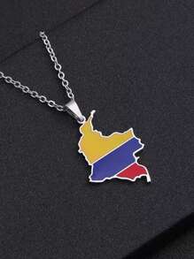 1 pieza Collar colgante de acero inoxidable con gota de aceite para mujer, diseño geométrico vintage para parejas, adecuado para ocasiones casuales, minimalista y elegante