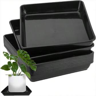 6 Pcs 11.49 Inch (Approx. 29.2 Cm) Extra Large Plant Saucer, Square Plant Tray, Suitable For Indoor And Outdoor Use, Floor-Standing Planter Tray, Sturdy And Durable, Black