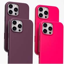 Skin-Friendly Liquid Silicone Phone Case - Ultra Thin, Anti-Slip & Plush Lined For Shockproof - 13 Colors Fits Phone 11/12/13/14/15/16/17All Models - 梅子色 - 查看 5