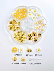 1 Hộp phụ kiện trang trí móng tay hoạt hình 3D hình lọ mật ong màu vàng, ong nhỏ, ngọc trai trắng, hoa cúc nhỏ dễ thương, thích hợp cho các bữa tiệc ngày lễ tình nhân, phụ kiện làm móng, đồ dùng làm móng tự làm, đá quý làm móng - Nhiều màu - Xem 6