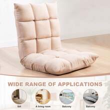 Floor Chair With Back Support Folding Chair With 5 Adjustable Position, Padded Sleeper Bed, Floor Gaming Chair, Meditation Chair For Adults  Folding Lazy Chair,Gaming Sofa Chair With Back Cushion, Comfy Single Padded Lounge Sleeper Recliner With Side Pocket And Removable Cover,  Floor Chair Seat Padded Lazy Sleeper Recliner Lounge Chair With Backrest - Màu Khaki - Xem 3
