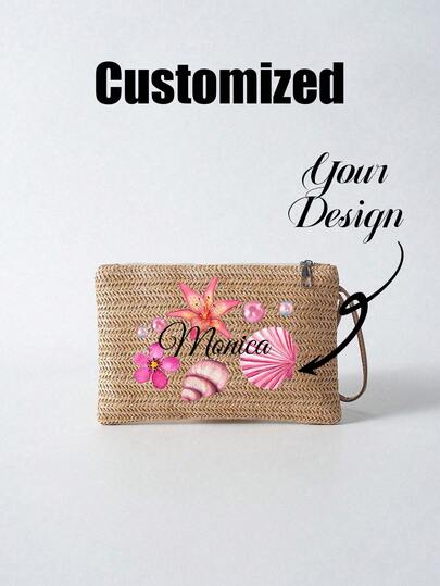 Straw Woven Casual Clutch Bag,Women's Straw Woven Wrist Bag, Braided Single Small Wallet , Mini Bag Portable,Vintage Straw Woven Handbags, Boho Style Summer Beach Bag ,Minimalist Straw Bag, Fashion Mobile Phone Bag, Casual Clutch Bag