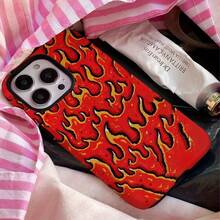 Funda para teléfono (1 unidad) con diseño de llama apasionada, película protectora dos en uno. Resistente y amortiguadora de golpes. Compatible con los modelos 16, 15, 14, 13, 12, 11, Plus, Pro, Birthday Friends y FLEHYMSHK. - Colores mixtos 1 - Ver 5