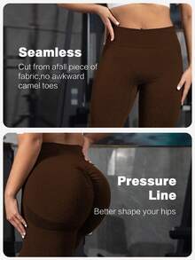 TNTOR 加大码女式高腰提臀健身裤，高弹力速干紧身打底裤，蜜桃臀中腰瑜伽裤，高腰收腹设计，适合运动，骑行短裤，提臀，舒适短裤，适合健身爱好者 - 咖啡棕 - 查看 8