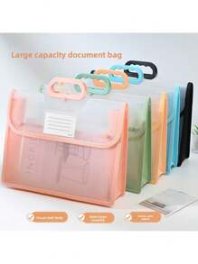 1pc A4 Double Layer Handle Bag, Transparent & Thick Multi-Function File Folder Bag, PVC Waterproof Student Homework Bag, Large Capacity, Stylish Minimalist Desk Organizer, Stationery Supply Subject Sorting Bag, Suitable For Daily Commuting, Back To School, School Supplies
