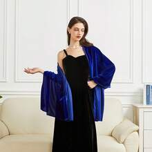 Women's Velvet Shawl And Wrap Wedding Bridal Bridesmaid Outwear Evening Party Prom Dress Accessories Scarf - 羅拉藍 - 查看 5