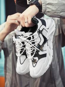 男士时尚休闲厚底运动鞋，增高，耐用防滑透气舒适轻便圆头系带，适合所有季节，青年学生校园百搭简约时尚户外通勤旅行散步跑步个性街头风格运动鞋