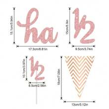 6 个月金色 DIY 串闪光横幅生日快乐横幅 1/2 生日快乐玫瑰金横幅闪光 1/2 半年蓝色蛋糕装饰三角形旗帜横幅用于半年生日派对装饰，圣诞节 - 彩色 - 查看 8