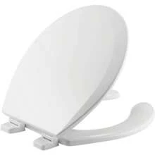 Bemis 550TTT Open Front Durable Wood Toilet Seat, Secure Hinges Stay Tight, Made In USA, Round, White - White - View 1