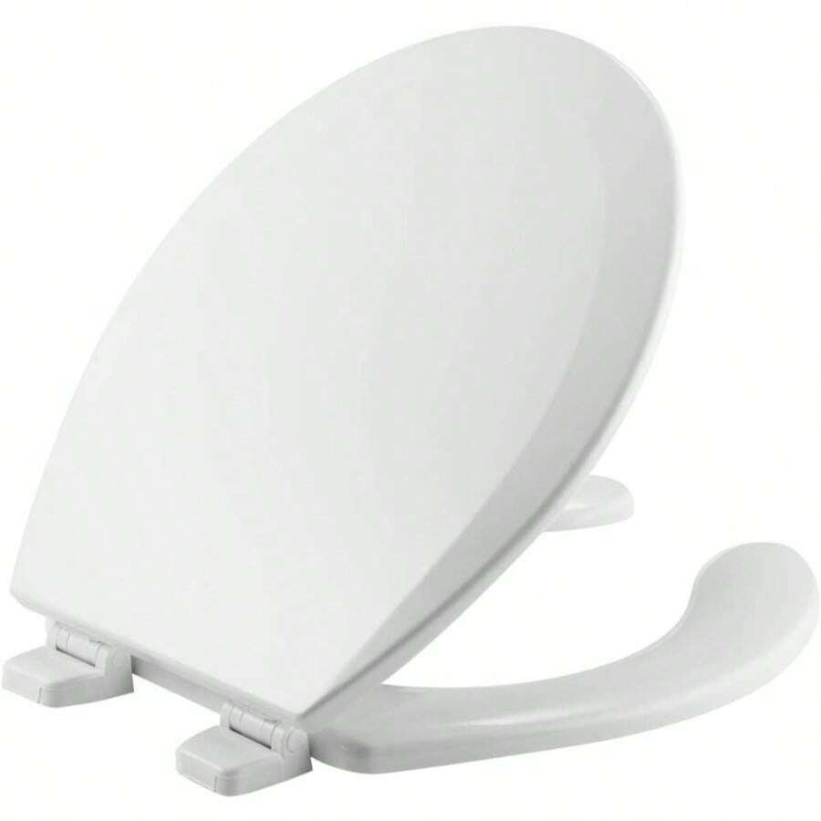 Bemis 550TTT Open Front Durable Wood Toilet Seat, Secure Hinges Stay Tight, Made In USA, Round, White - White - View 1