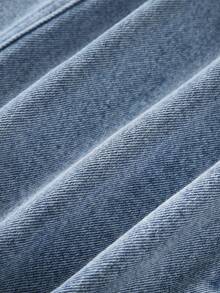 1pc Girls' Fashionable Vintage Distressed Denim Mini Skirt, Versatile For Autumn/Winter - Medium Wash - View 8