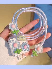 5 件/套水波花设计充电线保护器兼容 20W 美国充电器，适用于 11/12/13/14/15/16 Pro Max，1.5 米防断裂数据线保护器，TPU 充电器头保护套 Nan 充电器配件 手机配件 - 彩色 - 查看 8