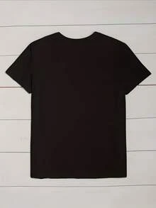 Vibrant Multicolor 'Birthday ' Graphic Tee - Casual Round Neck, Short Sleeve, Machine Washable Women's Top - Black With Colorful Letter Print - Black - View 2