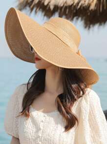 1 Stück Damen Mode Accessoire Schleife Dekor Sommer Strohhut