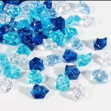 100-2000颗混合蓝色和多色透明人造碎冰石，仿钻石冰块水晶宝石填充物，适用于婚礼花瓶装饰 - 彩色 - 查看 8