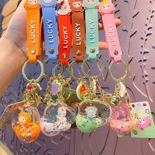 Cute Kawaii Floating Fruit Sheep Character Cloud Design Backpack Car Key Pendant  Women Handbag Et Clear Acrylic Glitter Liquid Keychain Pink-0029 - Hồng - Xem 5