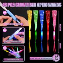 6/12/24/48pcs Fiber Optic Glow Sticks, LED Light Up Sticks, Glow Party Supplies, Glow Party Favors, Fiber Optic Lights, Neon Flashing Glow Sticks, Suitable For Neon Party Decor, Christmas - Colored Light - View 2