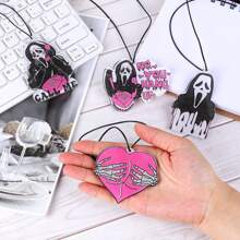 5Pcs Pink Ghost Car Hanging Ornaments, Horror Ghost Face Gifts Car Decor For Car Interior Mirror, Halloween Christmas Spooky Gifts For Women Men Home Decor Halloween Decor Room Decor