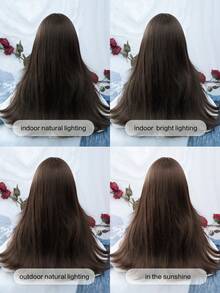 alicegarden 1 件棕色合成耐热微量假发，带刘海，长 18 英寸，由纤维制成，适合日常使用，自然逼真的假发。